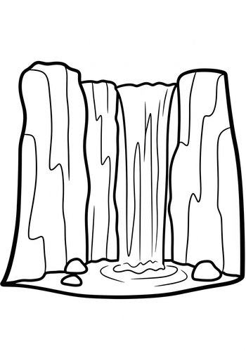 Coloring Page: Spectacular Waterfall Coloring Page