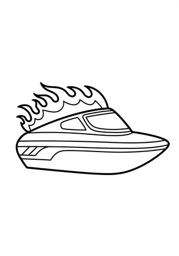 Speedboat With Flames Coloring Page