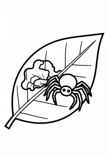 Spider On A Leaf Coloring Page