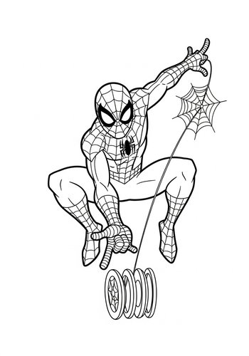 Spider-man Playing With A Yo-yo Made Of Web - Coloring Page