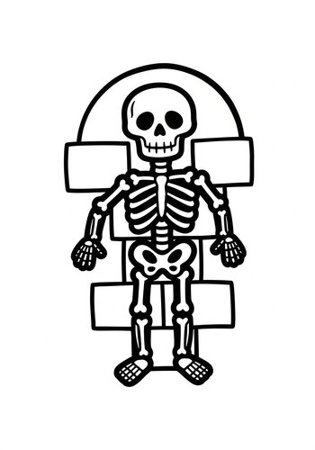 Spooky Skeleton Tombstone Coloring Page