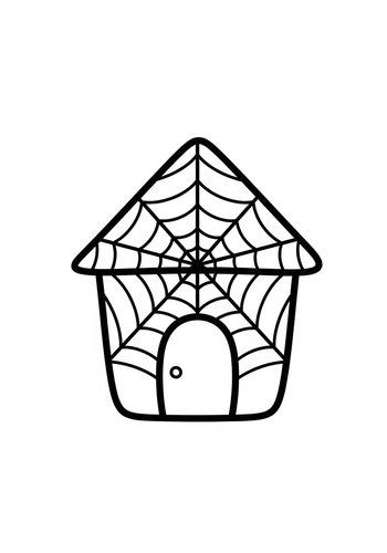 Spooky Spiderweb House Coloring Page