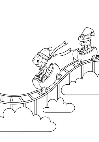 Spot Riding A Rollercoaster Made Of Clouds Coloring Page