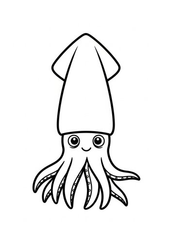 Squid Coloring Page: Underwater Adventure