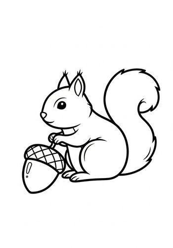 Squirrel And Acorn Coloring Page For Kids