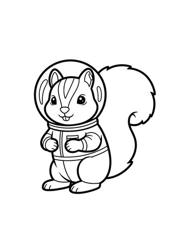 Squirrel Astronaut Coloring Page