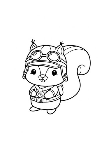 Squirrel Aviator Coloring Page