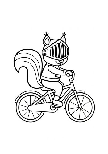 Squirrel Knight On Bicycle Coloring Page