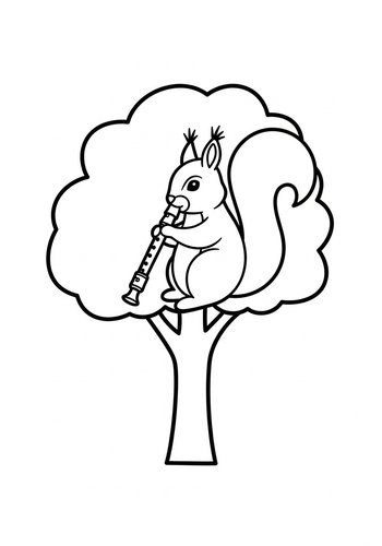 Squirrel Musician Coloring Page