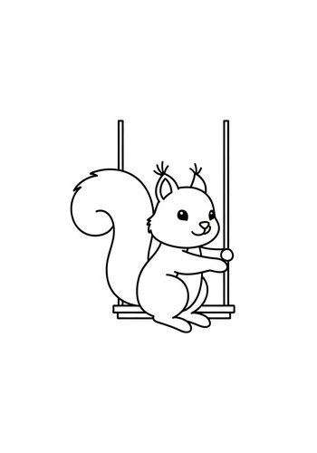 Squirrel On A Swing Coloring Page