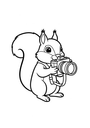 Squirrel Photographer Coloring Page