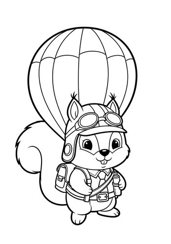Squirrel Pilot Coloring Page Fun