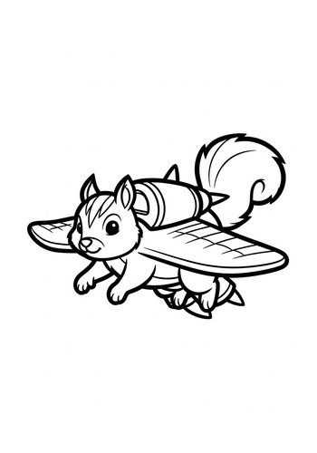 Squirrel Spaceship Coloring Page