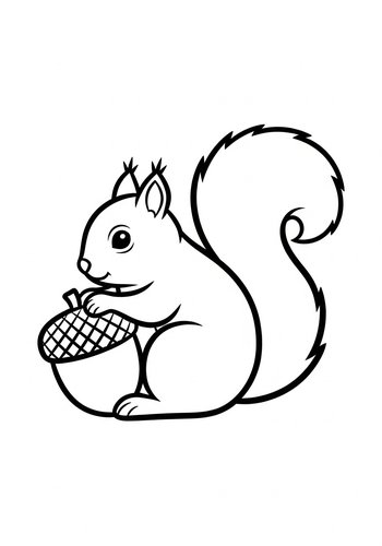 Squirrel With Acorn Coloring Page