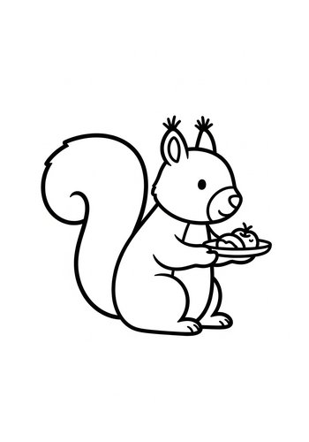 Squirrel With Apples Coloring Page For Kids