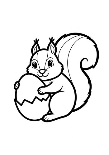 Squirrel With Easter Egg Coloring Page