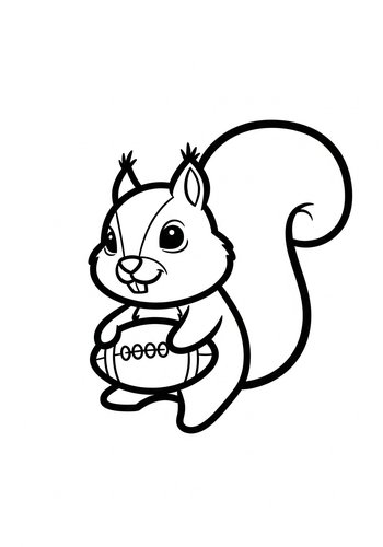 Squirrel With Football Coloring Page Fun