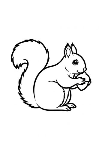 Squirrel With Nut - Coloring Page Fun
