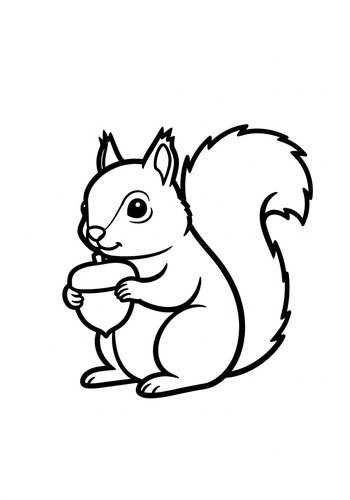 Squirrel's Acorn Delight: A Printable Coloring Page