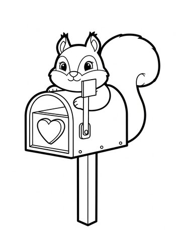 Squirrel's Sweet Delivery: Coloring Page Fun