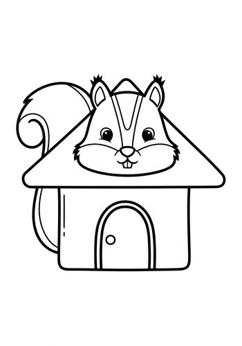 Squirrel's Sweet Home Coloring Page
