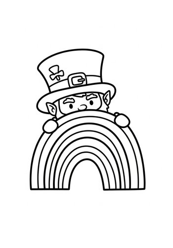 St. Patrick's Day Leprechaun And Rainbow Coloring Page