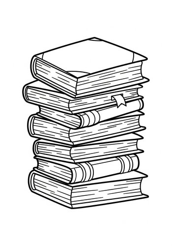 Stacked Books Coloring Page