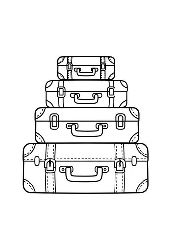 Stacked Suitcases Coloring Page For Travel Fun