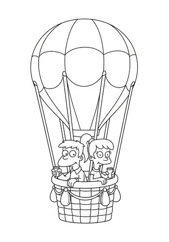 Stan And Francine Having A Picnic In A Hot Air Balloon Coloring Page