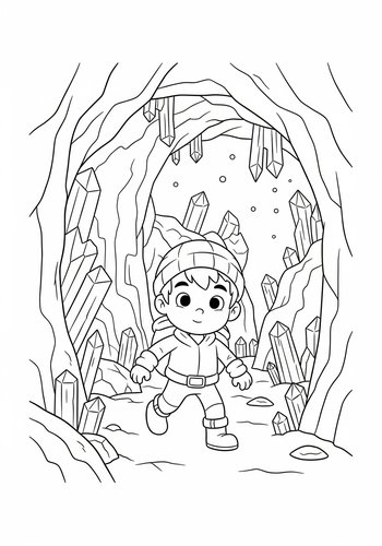 Stan Marsh Exploring A Magical Cave Filled With Glowing Crystals Coloring Page