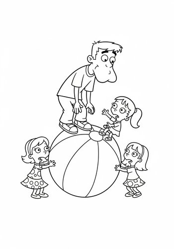 Stan Smith Playing With A Giant Beach Ball With Francine And Hayley Coloring Page