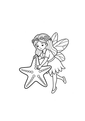 Starfish Fairy Coloring Page For Kids