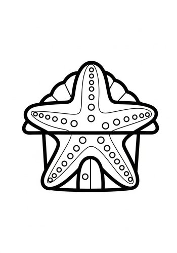 Starfish In Seashell Coloring Page