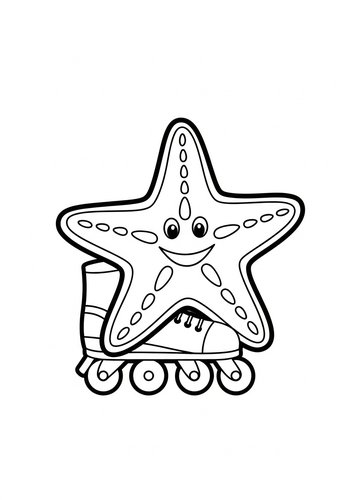 Starfish On Roller Skates Coloring Page Fun