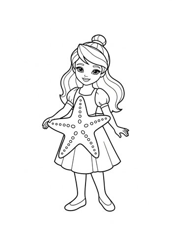 Starfish Princess Coloring Page For Kids