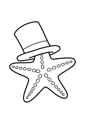 Starfish With A Hat Coloring Page