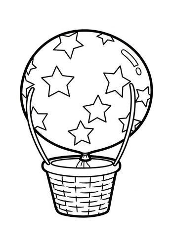 Starry Skies Hot Air Balloon Coloring Page