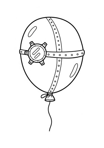 Steampunk Balloon Coloring Page: Whimsical Adventure