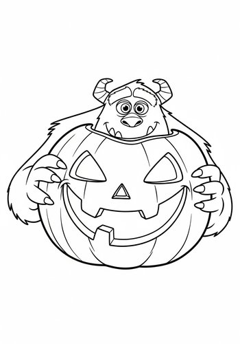 Sulley Carving A Jack-o'-lantern With A Giant Smile: A Coloring Adventure