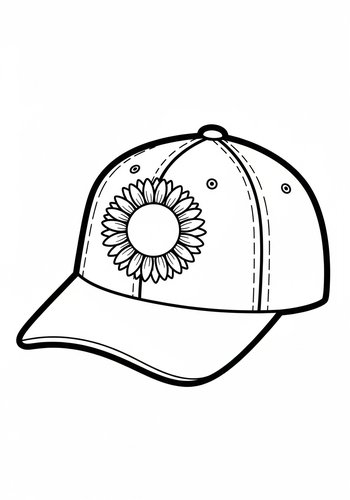 Sunflower Baseball Cap Coloring Page