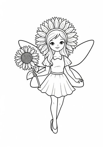 Sunflower Fairy Coloring Page