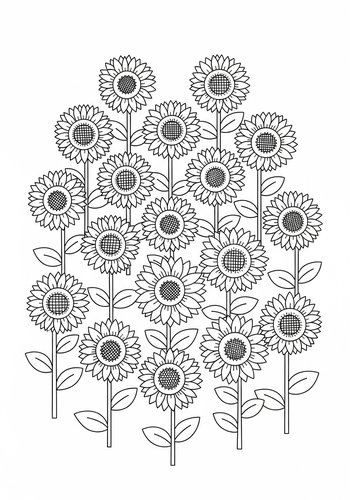 Sunflower Garden Coloring Page