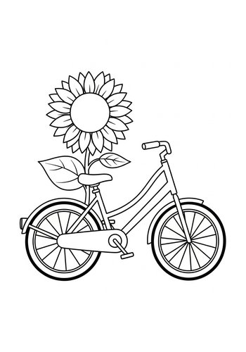 Sunflower On A Bike Coloring Page