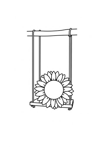 Sunflower Swing Coloring Page: Sunny Fun