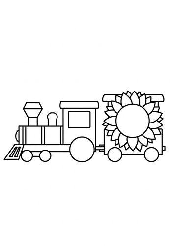 Sunflower Train Coloring Page