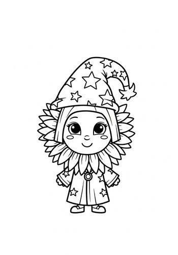 Sunflower Wizard Coloring Page