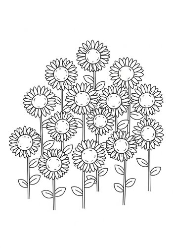Sunflowers Galore: A Printable Coloring Adventure