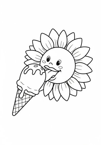 Sunflower's Sweet Treat: Coloring Page Fun