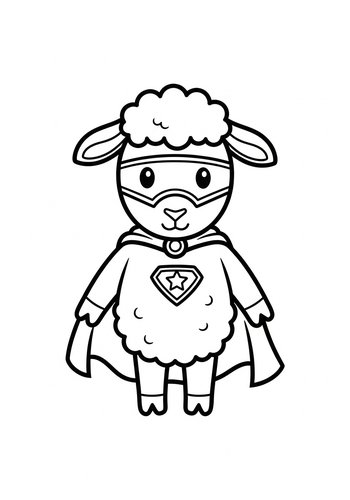 Super Sheep Superhero Coloring Page