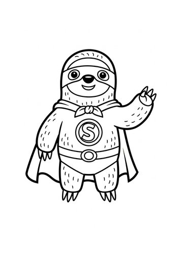 Super Sloth Coloring Page